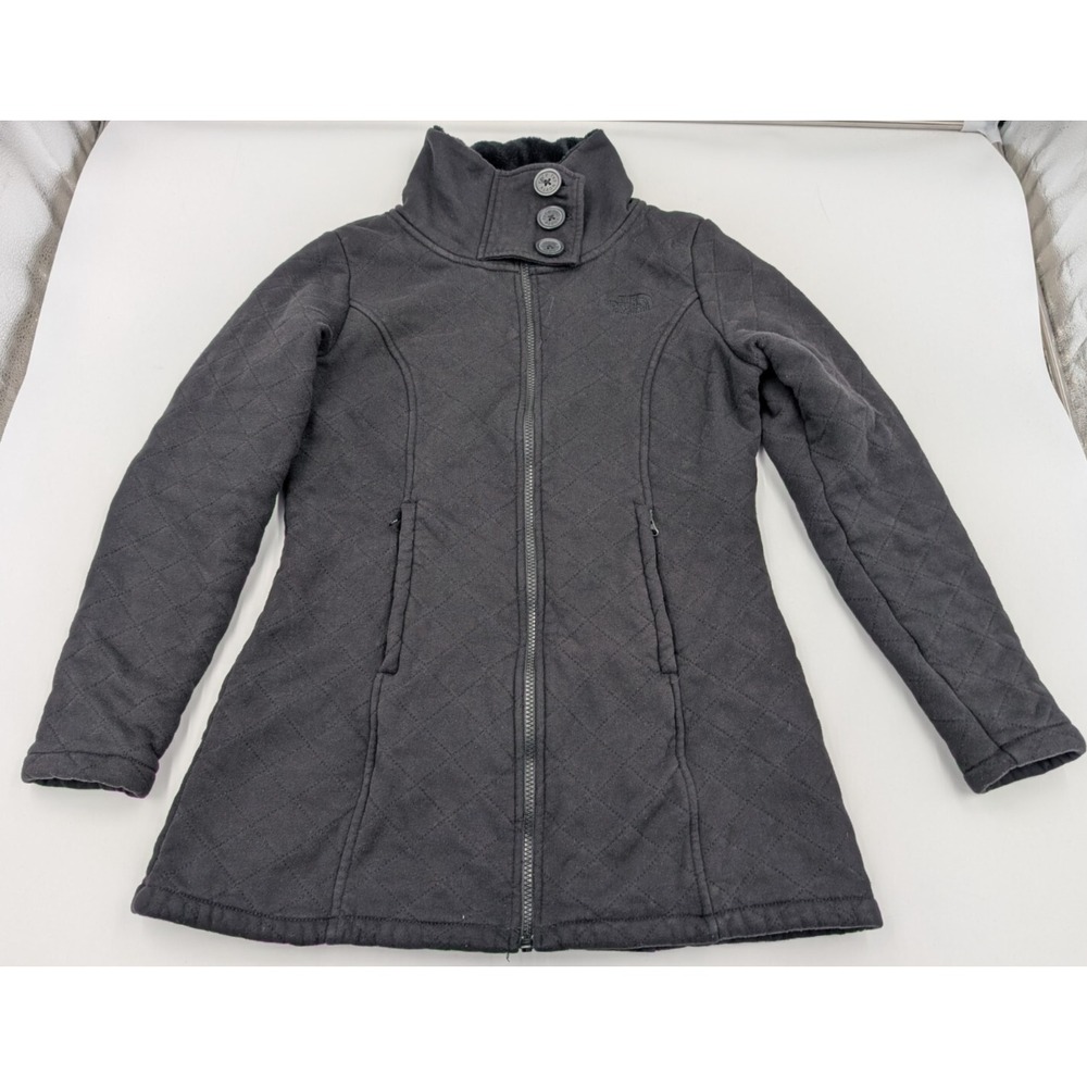 The North Face Women's Sz Medium Caroluna Quilted Jacket Coat Black Sherpa Lined